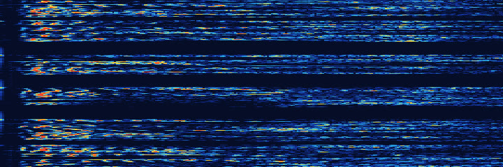 Waterfall picture of Narrow FM voice: pitch runs left to right, time runs downward